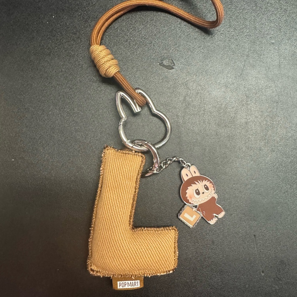 Pop Mart Letter “L”Brown Keychain with Labubu Charm